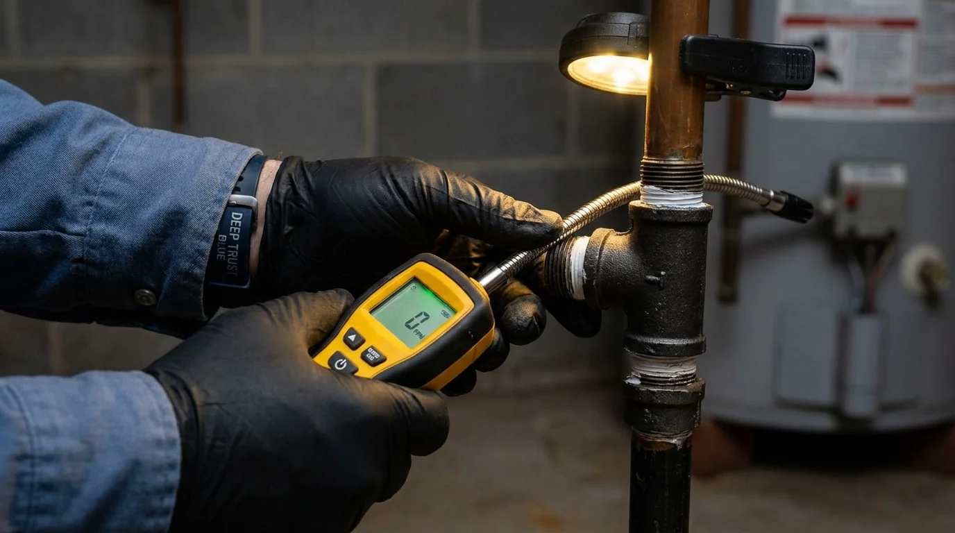 Gas leak detection with electronic sniffer by Johns Plumbing LLC in Highmore